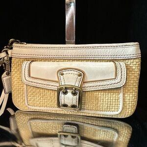 Coach Cream and Straw Woven Wristlet Clutch Gorgeous wristlet /wallet